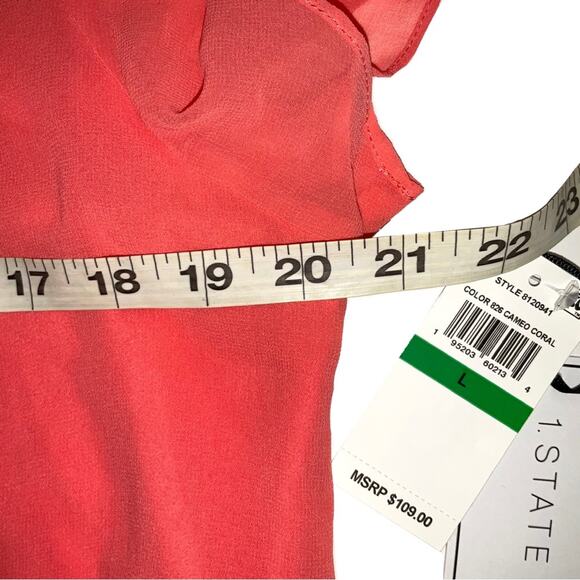 NWT 1 State WildFlower Bouquet High Low Short Sleeve Midi Dress in Cameo Coral L - Picture 6 of 8